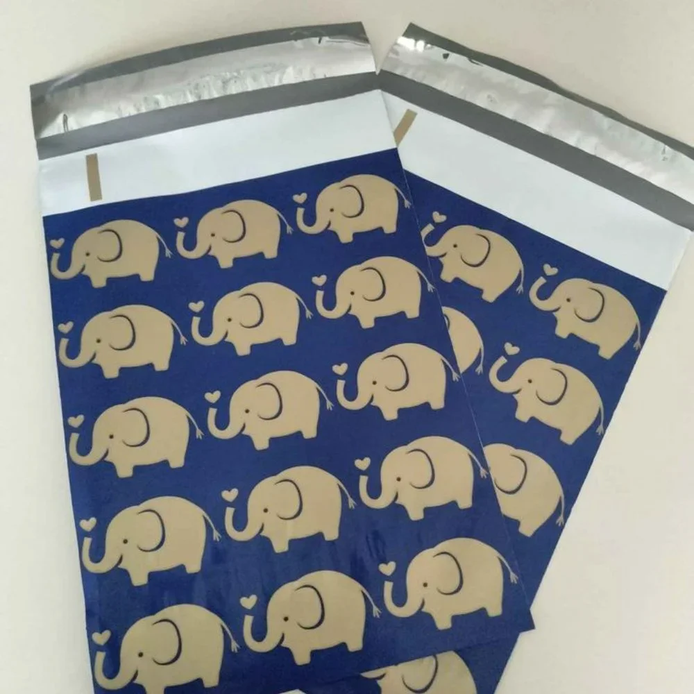 25 Pcs Gold Elephant Design Poly Mailers 6